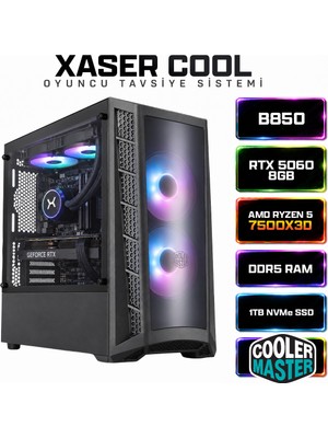 Xaser Cool X50 Ryzen 5 7500X3D 16GB Ddr5 Ram 1tb M.2 Nvme SSD 8gb RTX5060 Sıvı Soğutmalı Oyuncu Bilgisayarı