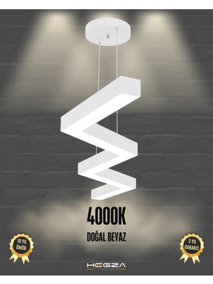 Hegza Lighting Zigzag ( Beyaz Kasa, Gün Işığı ) Ledli Modern Avize