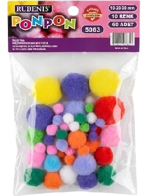 Rubenis Ponpon (10MM-20MM-30MM 10 Renk Karışık 60 Lı 5063