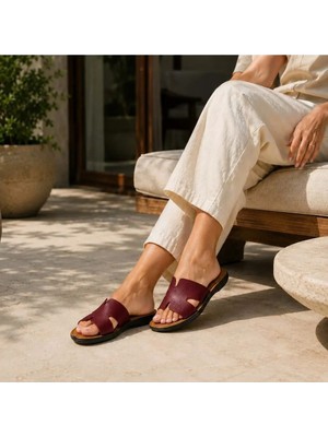 RS Riva Shoes Kadın Deri Terlik Rahat Günlük Yazlık Plaj Bahçe Ev Iç Dış Mekan Terliği