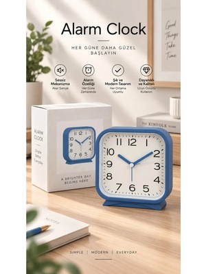 Emores Modern Alarmlı Kare Masa Saati 12*13*5 cm