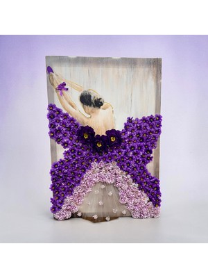Sedosh Home Vision Özel Tasarım 3D Mor Lila Çiçekli Balerin Kız Dekoratif Tablo Duvar Dekorasyonu 47X68 cm