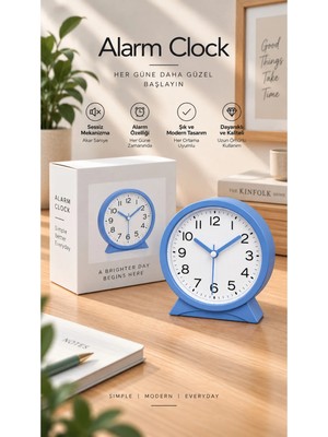 Emores Modern Alarmlı Yuvarlak Masa Saati 12*13*5 cm