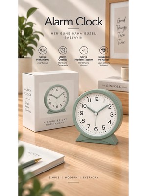 Emores Modern Alarmlı Yuvarlak Masa Saati 12*13*5 cm