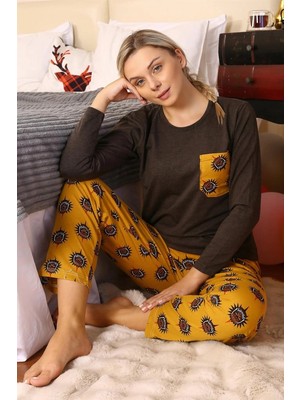 Beruflic Kadın Uzun Kol Penye Pijama Takım Kahve Under Moda