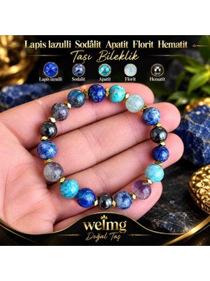 welmg Lapis Lazulli Apatit Florit Sodalit Hematit Doğal Taş Bileklik