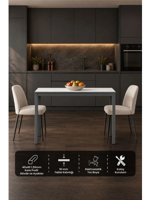 Arpelia Balkon Masası 120X45 CM (Lava - Gri - Kenarları Antrasit bantlı)
