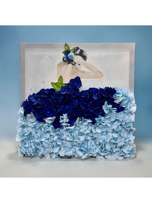 Sedosh Home Vision Özel Tasarım 3D Kabartmalı Lacivert Mavi Balerin Kız Dekoratif Tablo 57X68 cm