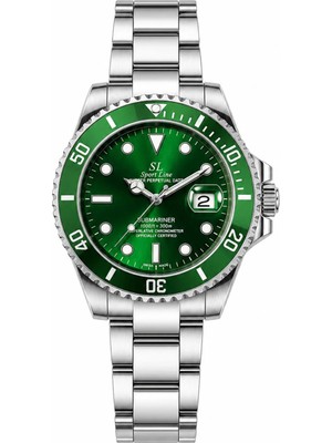 Aybars Erkek Kol Saati Çelik Kordon Yeşil Kadran Takvimli Quartz Analog Bilek Saati