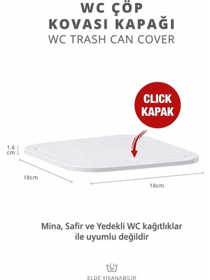 Okyanus Home Beyaz Kare Yedek Çöp Kovası Kapağı Suya Dayanıklı Kolay Temizlik Özellikli