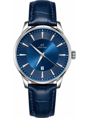 Aybars Erkek Kol Saati Deri Kordon Lacivert Kadran Takvimli Quartz Analog Bilek Saati
