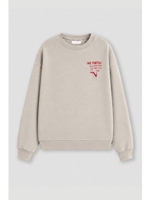 Monila Kadın Premium Kumaş 3 Iplik Şardonlu Baskılı Sweatshirt