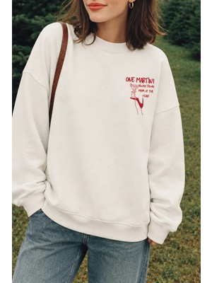 Monila Kadın Premium Kumaş 3 Iplik Şardonlu Baskılı Sweatshirt