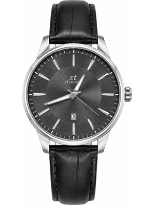 Aybars Erkek Kol Saati Deri Kordon Siyah Kadran Takvimli Quartz Analog Bilek Saati