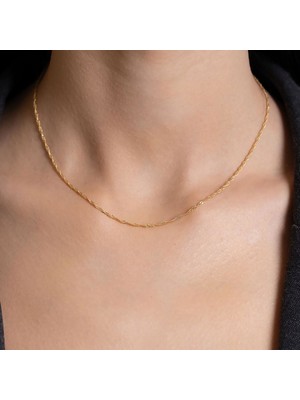 Bayar Gold 14 Ayar Altın Singapur Zincir Kolye