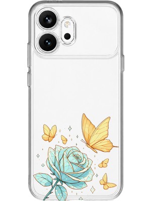 LOTUS GOLD Honor 600 Pro Uyumlu Gül ve Kelebek Desenli Şeffaf Telefon Kılıfı