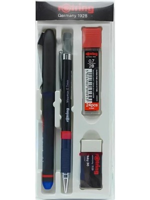 3 Adet Rotring Ofis Seti Visumax Versatil Kalem 0,7 mm + Roller Kalem Mavi