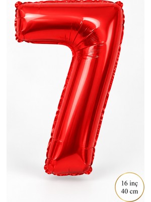 Atölye Mi 7 Yaş Kırmızı Rakam Folyo Balon 16 Inç Yaş Balonu 40CM