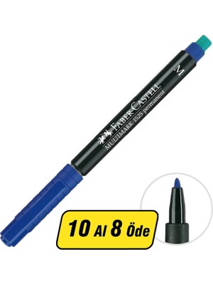 Faber-Castell 1525 Permanent Asetat Kalem Mavi M Uç - 10 Al 8 Öde