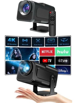 Eco Lounge Projektör Siyah Android Taşınabilir Sinema Projeksiyon Wifi Destekli En Güncel Sürüm Akıllı