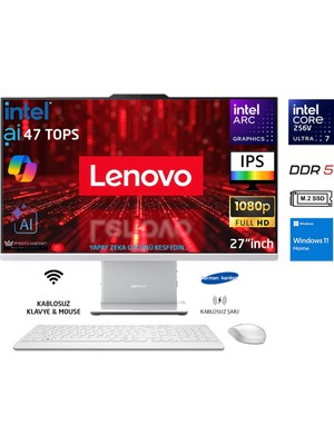 Lenovo Ideacentre 27ILL11 Intel Core U7-256V (Yapay Zeka DESTEKLI)16GB 512GB 27"fhd W11 Home Beyaz Ai-Powered Aio Bilgisayar Prestij