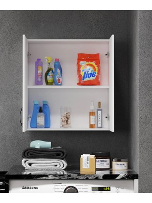 Septemius Zambak Çamaşır Makinesi Üstü Dolap Raflı Çok Amaçlı Banyo Depolama Dolabı