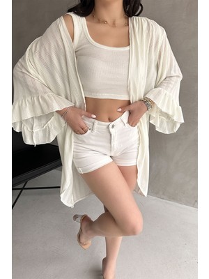 Nido Moda Kolları Volanlı File Hırka