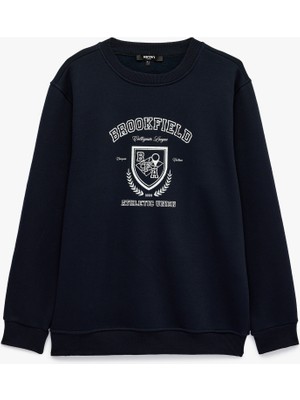 Koton Uzun Kollu Baskılı Üç Iplik Şardonlu Bisiklet Yaka Baskılı Sweatshirt