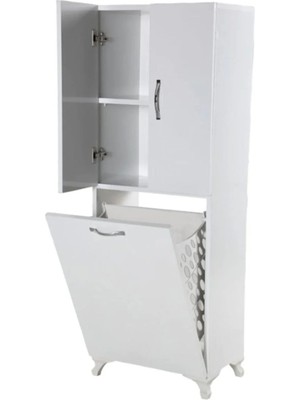 Septemius Orkide Banyo Dolabı Kirli Çamaşır Sepetli 2 Kapaklı Çok Amaçlı