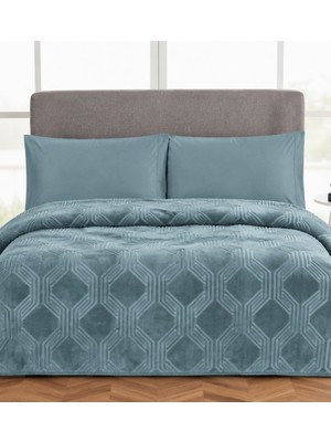 Özdilek Trendy Embos Çift Kişilik Battaniye (220X240)-ART Deco Atlantik Yeşil Yeni