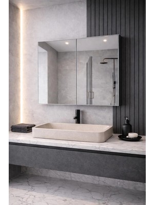 Septemius Lavabo Üstü Aynalı Banyo Dolabı Çok Amaçlı Duvar Dolabı