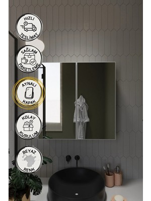 Septemius 2 Aynalı Banyo Dolabı Iki Kapaklı Lavabo Üstü Banyo Dolabı