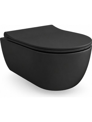 Bocchı BOCCHI V-TONDO RIMLESS ASMA KLOZET - MAT SİYAH - KAPAK DAHİL