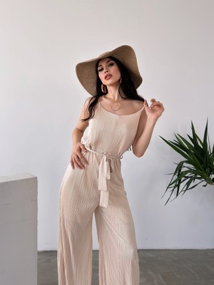 Nido Moda Ip Askılı Kuşaklı Krinkle Tulum