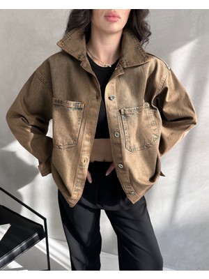 Nido Moda Çift Cepli Oversize Denim Gömlek Ceket