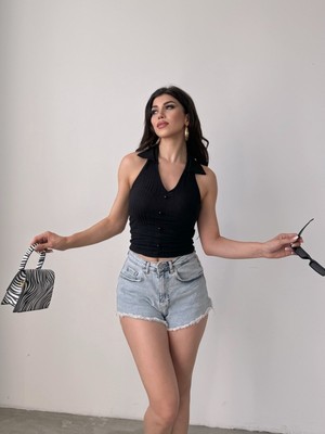 Nido Moda Gömlek Yaka Önü Düğme Detaylı Bluz