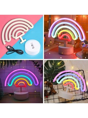Midas Toptan Plastik Gökkuşağı Neon LED Işık – Dekoratif Renkli Masaüstü ve Ambiyans Aydınlatması Bx4