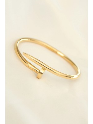 Pileli Store 316L Çelik Gold Renk Çivi Model Bileklik - TJ-BB4321