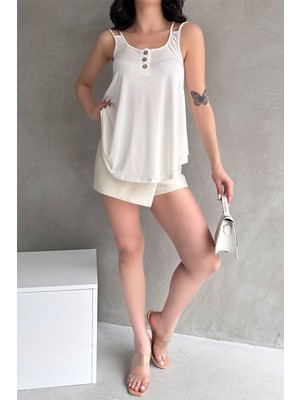 Nido Moda Askılı Düğme Detaylı Bluz
