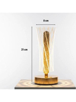 Midas Toptan Silindirik Kristal Çizgi Model LED Masa Lambası – Gold Tabanlı, Dokunmatik, 3 Renk Işık Modlu
