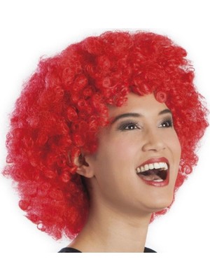 Eco Lounge Kırmızı Renk Kıvırcık Afro Bonus Peruk BX40