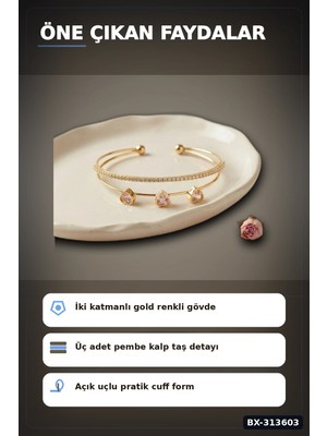 Midas Toptan Zirkon Taşlı Kalp Kolye Ucu Gold Bileklik - Pirinç Materyal Kadın Aksesuarı BX-313603 Midas