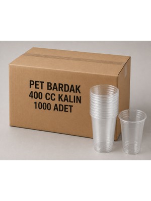Antpap Ambalaj 400 cc Pet Bardak 1000 Adet – Kalın 14 Oz Şeffaf Plastik Bardak