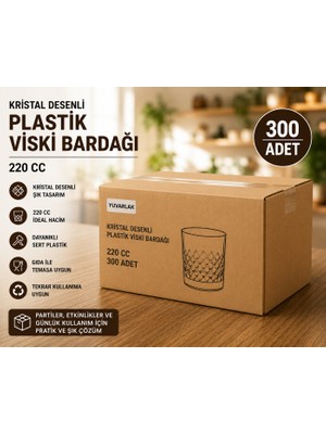 Antpap Ambalaj Yuvarlak Model Viski Bardağı 220 cc 300 Adet – Kristal Görünümlü Plastik Bardak