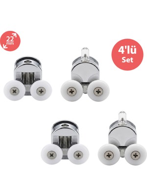 Eym 4 Lü Set Metal Duşakabin Tekerleği 22 mm Çap Suya Dayanıklı ve Kullanışlı