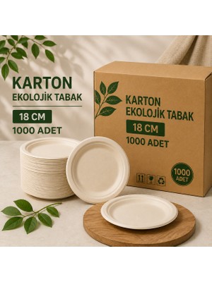 Antpap Ambalaj Karton Ekolojik Tabak 18 cm 1000 Adet – Tek Kullanımlık Kâğıt Tabak