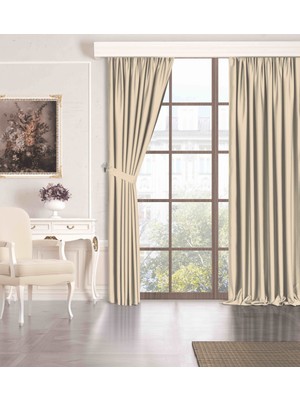 Perle Quartz Blackout Serisi Koyu Bej Rengi Ekstraforlu Karartma Güneşlik Perde 100 x 250 cm