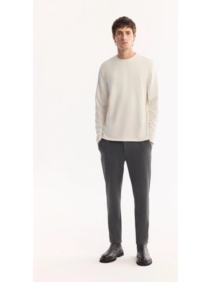 AVVA Erkek Antrasit Yanı Lastikli Viskon Karışımlı Slim Fit Pantolon A52Y3016