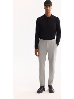 AVVA Erkek Açık Gri Yanı Lastikli Kolay Ütülenen Slim Fit Pantolon A52Y3040