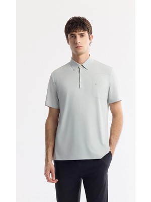 AVVA Erkek Gri Kıvrılmaz Polo Yaka Bi-Stretch Teknik Kumaş Regular Fit T-Shirt A51Y1156